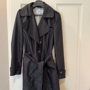 Stylish Black Trenchcoat, Calvin Klein, Size 4